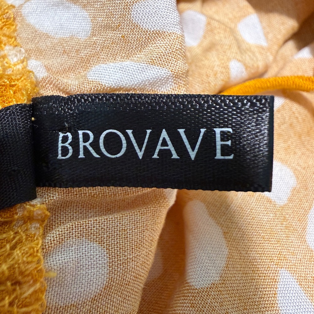 Brovave Mustard Yellow Abstract Polka Dot Midi Sundress Size L Ruffle Hem Boho - Picture 3 of 11